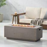 40" Outdoor 40,000 BTU Rectangular MgO Concrete Propane Fire Pit, Dark Grey (Tank Cover not Included) - Tuesday Morning - Fire Pits