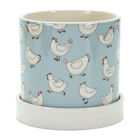 Chicken-Pattern-Planter-with-Plate-(Set-of-2)-Planters