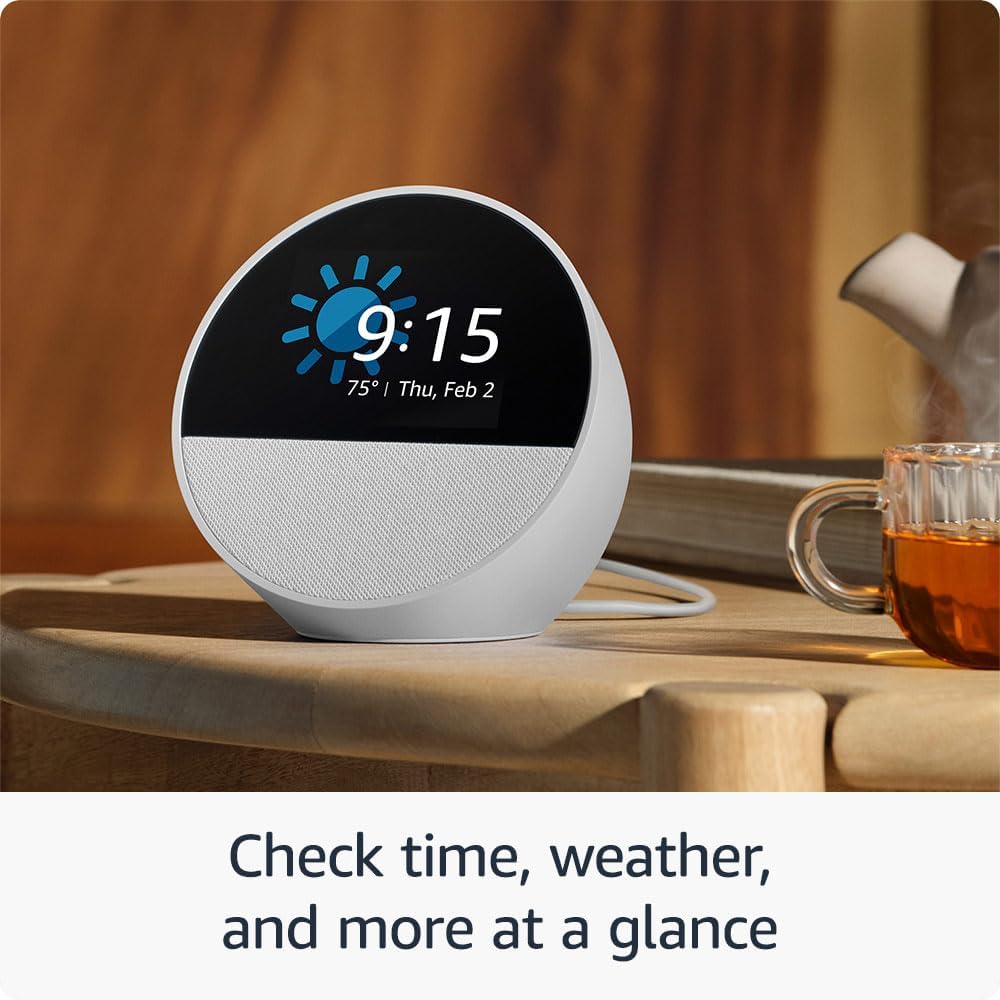 Amazon Echo Spot, an Alexa device (newest model), Glacier White
