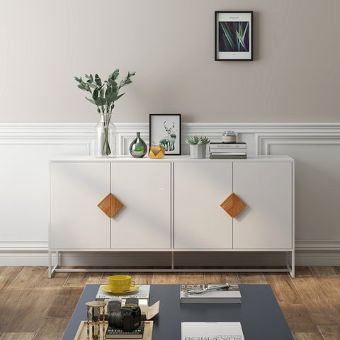 Solid-Wood-Double-Storage-Sideboard-(White)-Buffet-/-Sideboards