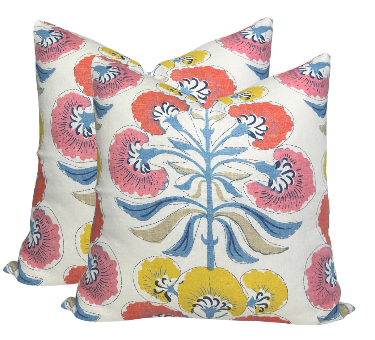 Tybee Tree Pillow Cover in Coral + Yellow
