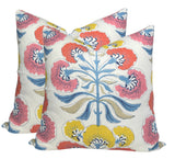 Tybee Tree Pillow Cover in Coral + Yellow