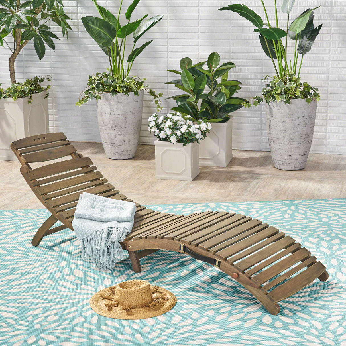 Lahaina foldable outdoor chaise lounge, grey