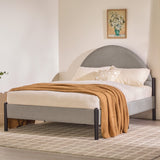 Modern upholstered curved headboard queen bedframe – grey