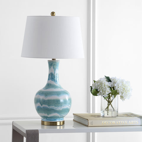 Striped-Ceramic/Metal-LED-Table-Lamp-Table-Lamps