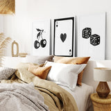 Set of Three Piece Playing Cards Black and White Decor