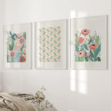 Botanical Pink Poppies Wall Art Poster Decor