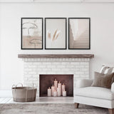 Boho Minimalist Wall Art Set. Abstract Faces, Grass, Stairs