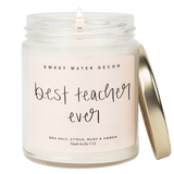 Best Teacher Ever Soy Candle - Clear Jar - 9 oz (Salt and Sea)