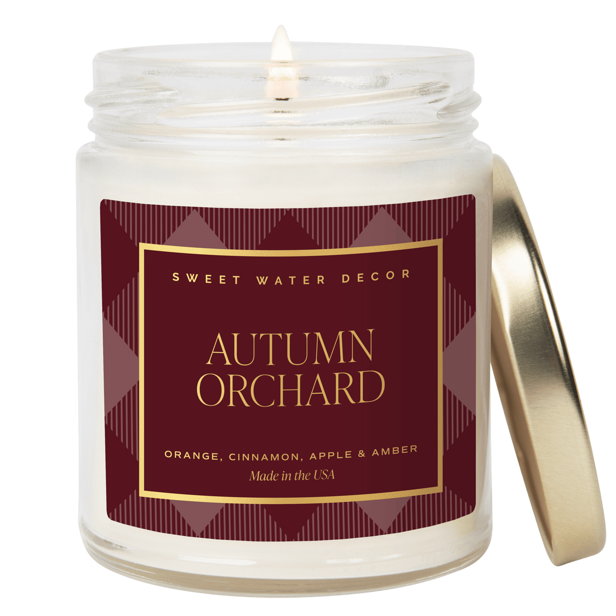 Autumn Orchard Soy Candle - Patterned 9 oz - Clear Jar (Mulled Cider)