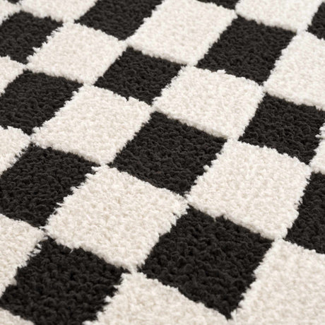 Lajos Black & White Checkered Plush Rug