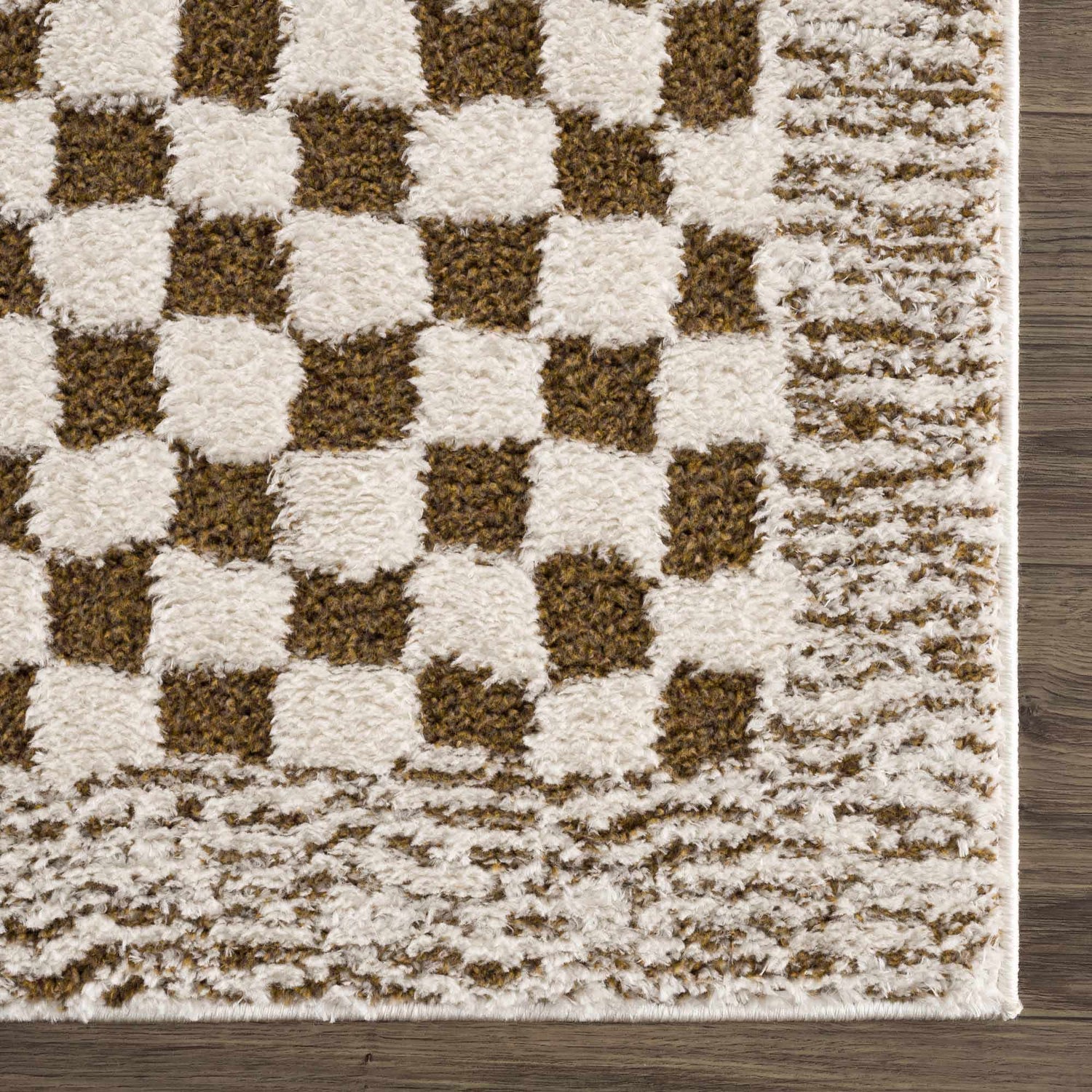 Leryn Brown Checkered Plush Rug