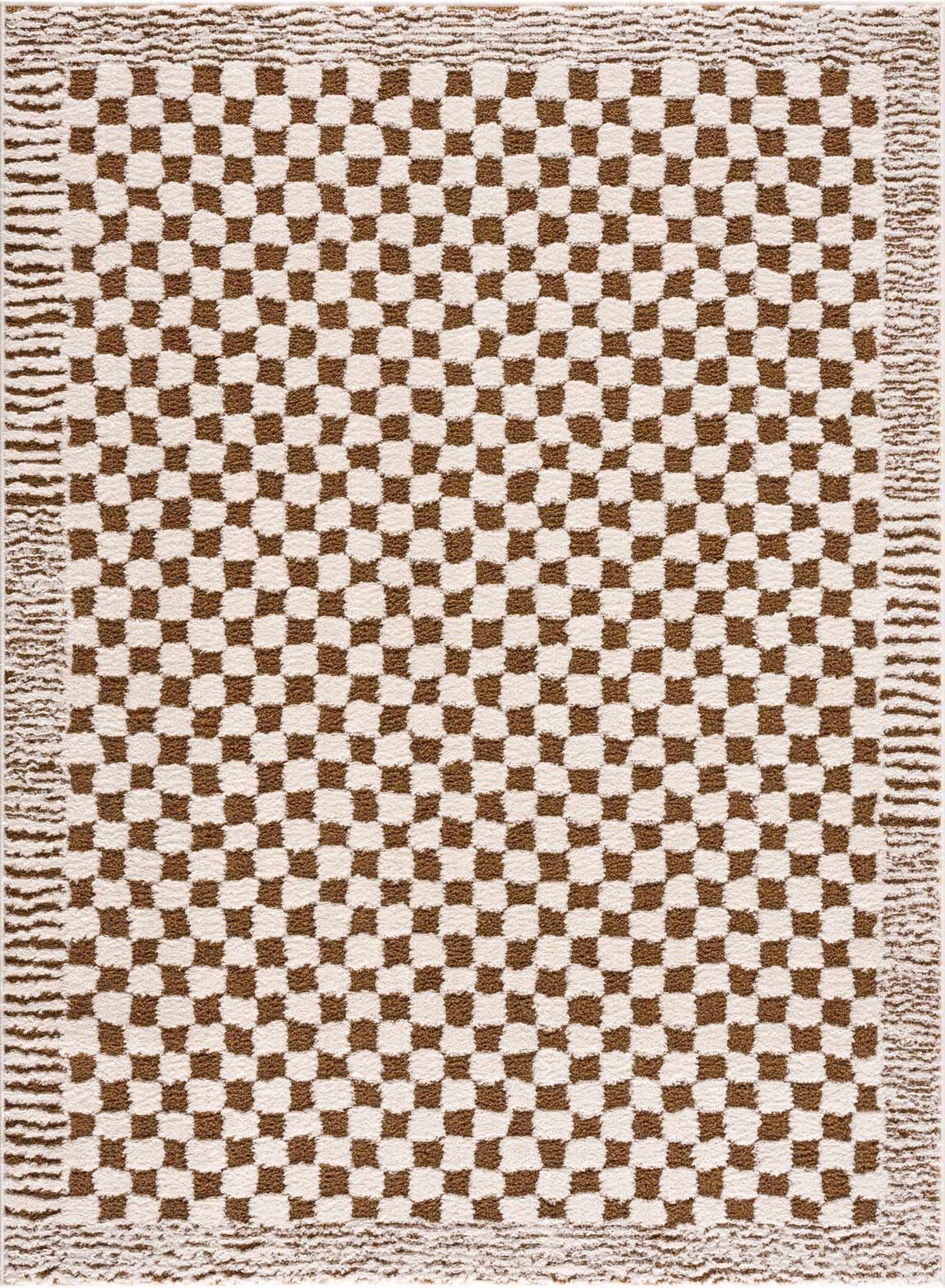 Leryn Brown Checkered Plush Rug