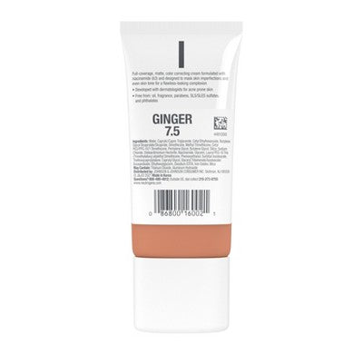 Neutrogena Clear Coverage Flawless Matte Color Correcting Cream, Full-Coverage 7.5 Ginger - New