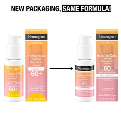 Neutrogena Invisible Daily Defense Sunscreen Face Serum SPF 60 1.7 fl oz - New