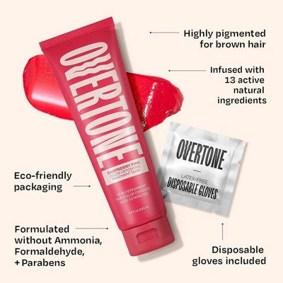 Overtone Raspberry Pink Hair Mask Semi-Permanent Hair Dye & Color Conditioner - New