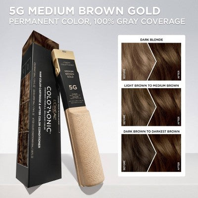 L'Oreal Paris Colorsonic Permanent Hair Color Cartridge Device Sold Separately Medium Brown Gold 5G - Imperfect Box
