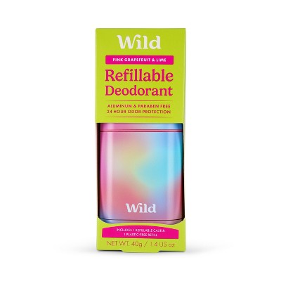 Wild Cosmetics Cream Deodorant Refill Grapefruit & Lime with Ombre Case 5.29oz - New