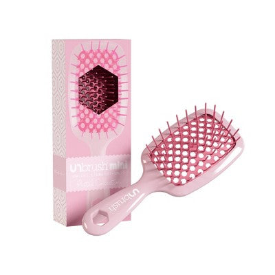 UNbrush Mini Pastel Detangling Hair Brush Peony Light Pink - New