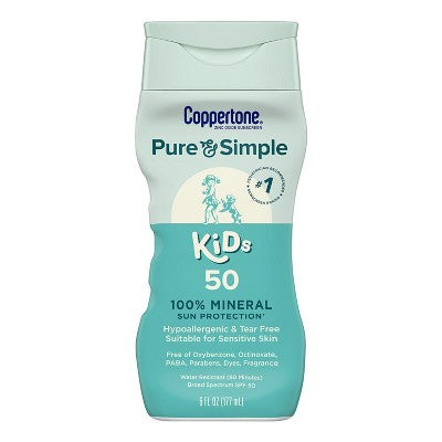 Coppertone Pure and Simple Kids Mineral Sunscreen Lotion SPF 50 6 fl oz - Imperfect Container