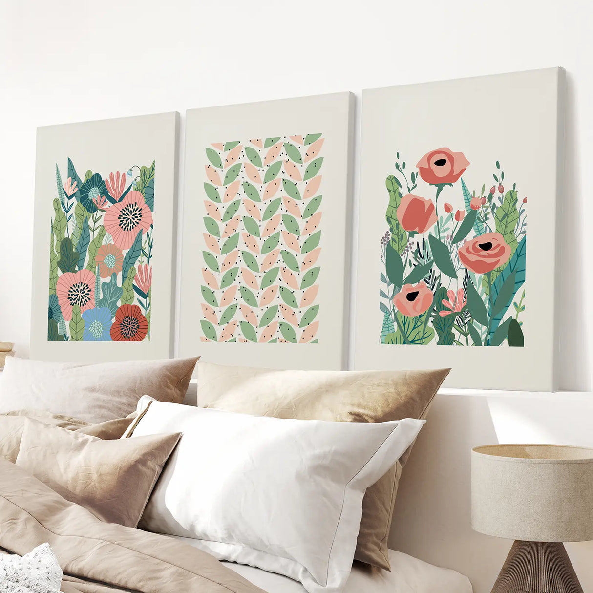 Botanical Pink Poppies Wall Art Poster Decor