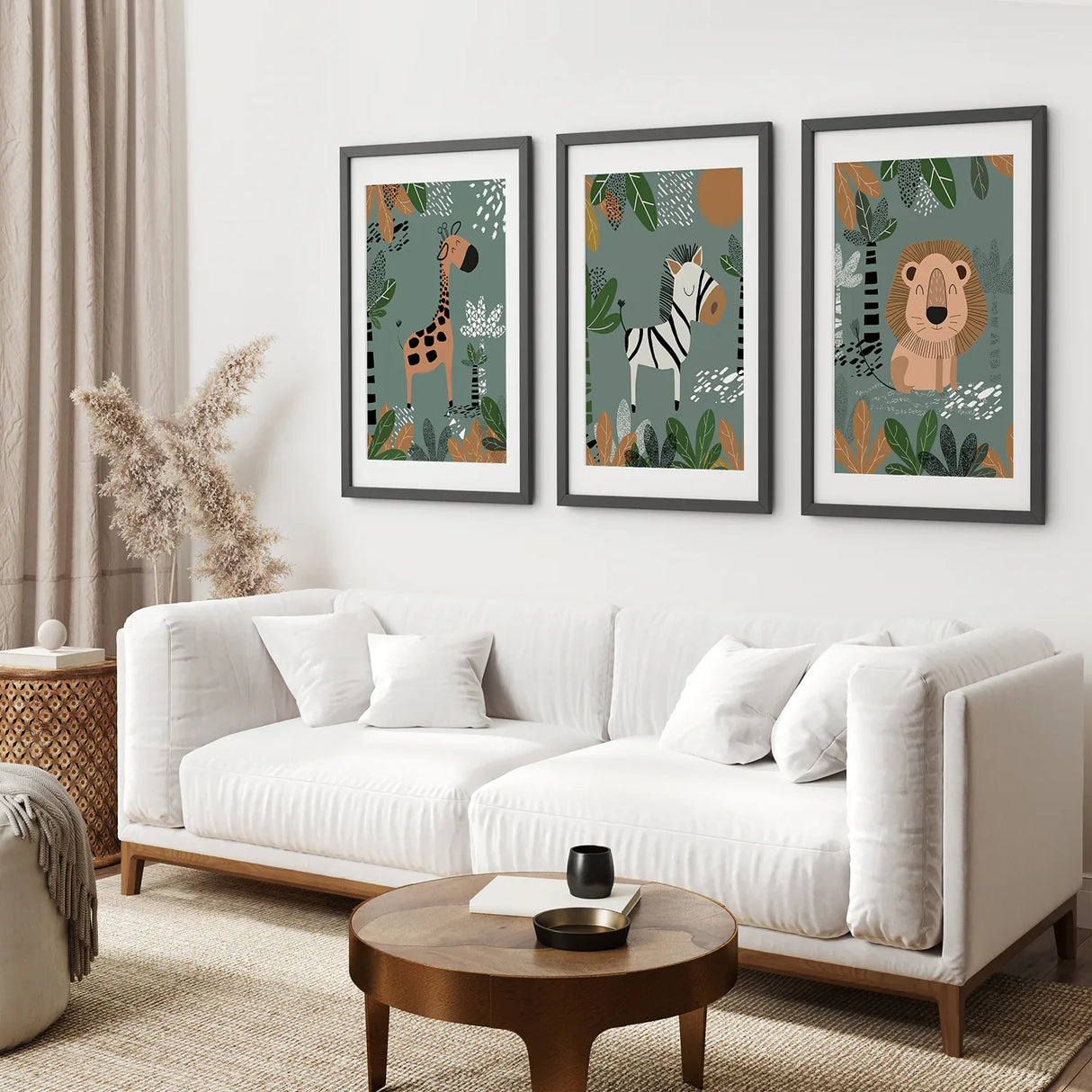 Baby Giraffe, Zebra, Lion Nursery Wall Decor