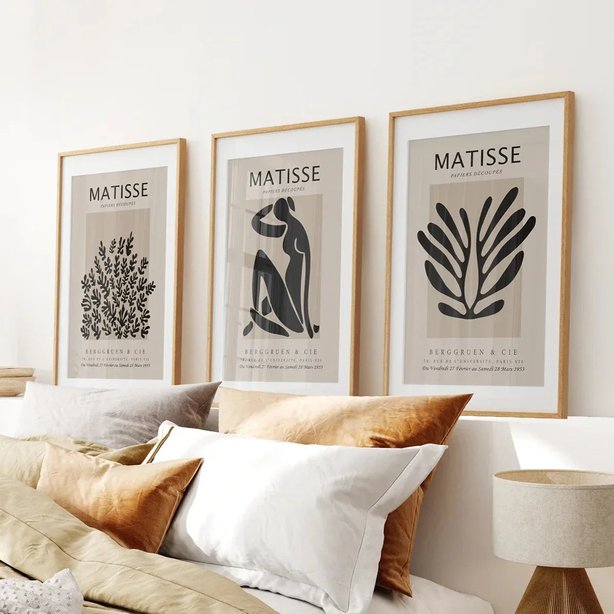 Black and Beige Matisse Set of 3 Posters. Vintage Style
