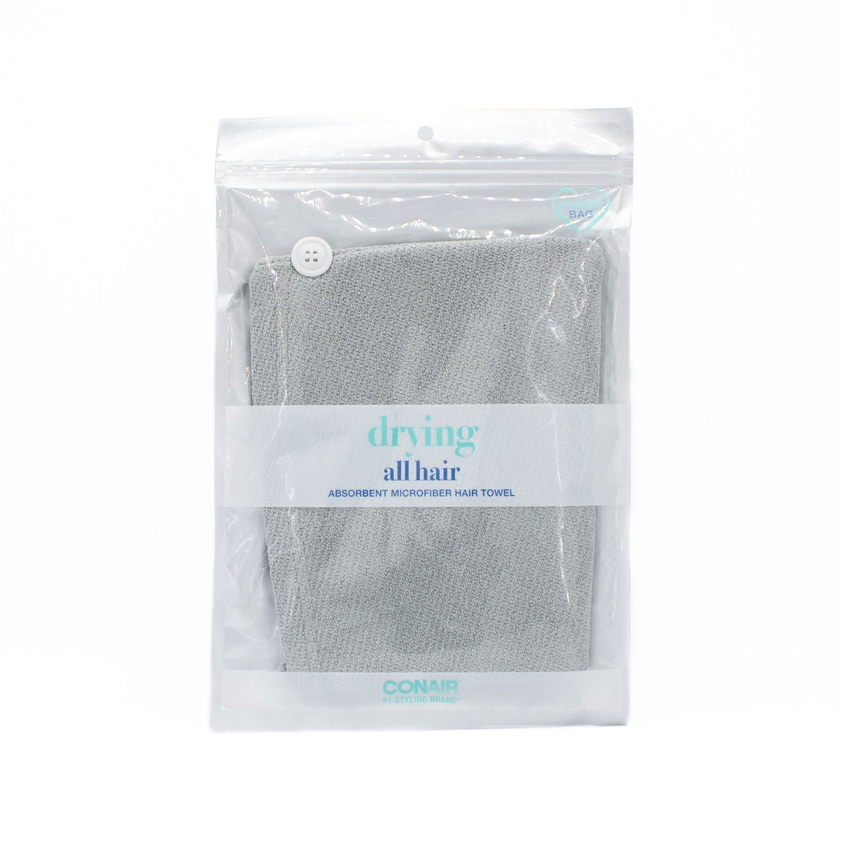 Conair All Hair Absorbent Microfiber Towel Grey - New