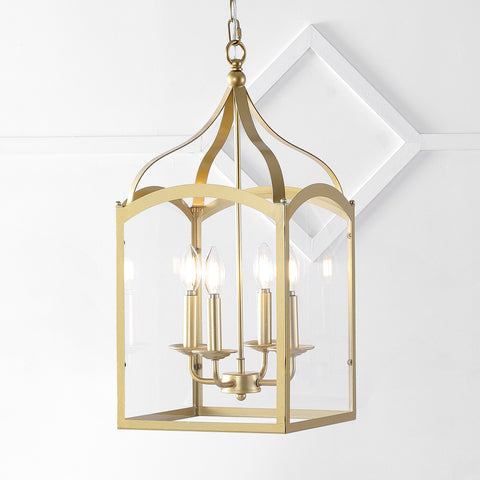 4-light-Traditional-Classic-Lantern-Metal/Glass-LED-Pendant-Gold-Pendant