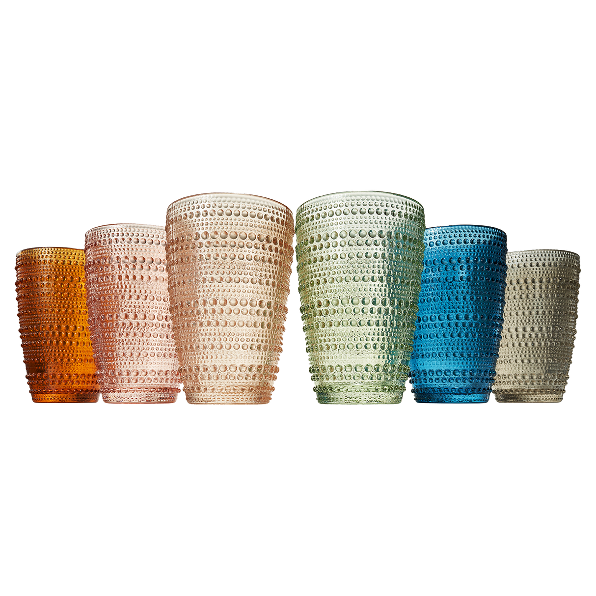 Tonal Hobnail Highball Glassware, Set of 6