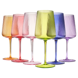 Rhea Ribbed Stemmed Wine Glassware, Set of 6