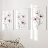 Floral Minimalist Art Posters. 3 Piece Wall Decor