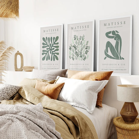 Matisse set of 3 Sage Green Wall Art Prints