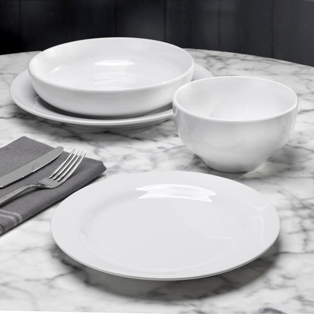 Mont Blanc 16 Piece Classic Rim Shape Double Bowl Dinnerware Set Service For 4 - Euro Ceramica