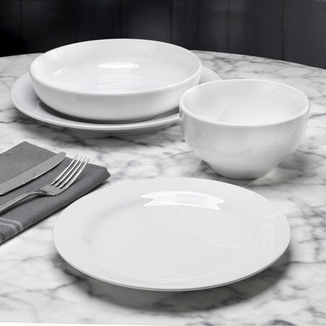 Mont Blanc 16 Piece Classic Rim Shape Double Bowl Dinnerware Set Service For 4 - Euro Ceramica