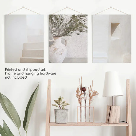 Boho Architectural Set of 3 Pieces. Neutral Tones