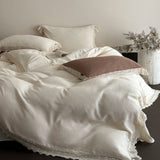 Nora Lace Double Gauze Ruffle Bedding Set / Brown
