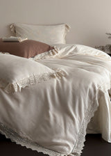Nora Lace Double Gauze Ruffle Bedding Set / Brown