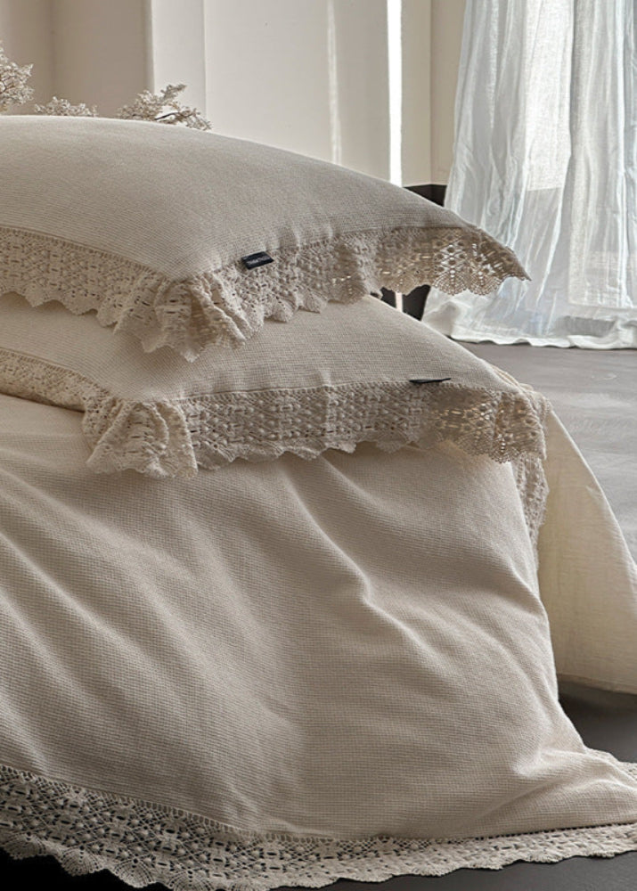 Nora Lace Double Gauze Ruffle Bedding Set / Brown