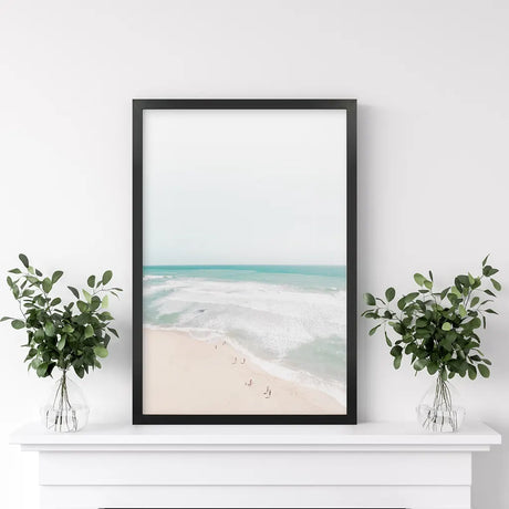 Neutral Summer Photo. Blue Ocean Waves, Sandy Beach