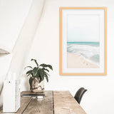 Neutral Summer Photo. Blue Ocean Waves, Sandy Beach