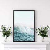 Large Pastel Blue Ocean Waves Print. Nautical Theme