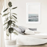 Pink Sunset and Ocean Waves Print. Coastal Wall Art