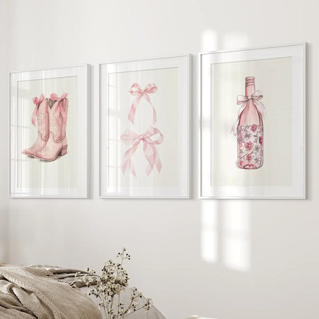 Cowgirl Boots Preppy Modern Wall Art Poster Set