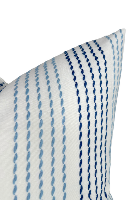 Running Stitches Pillow Cover in Blues, Schumacher Textiles