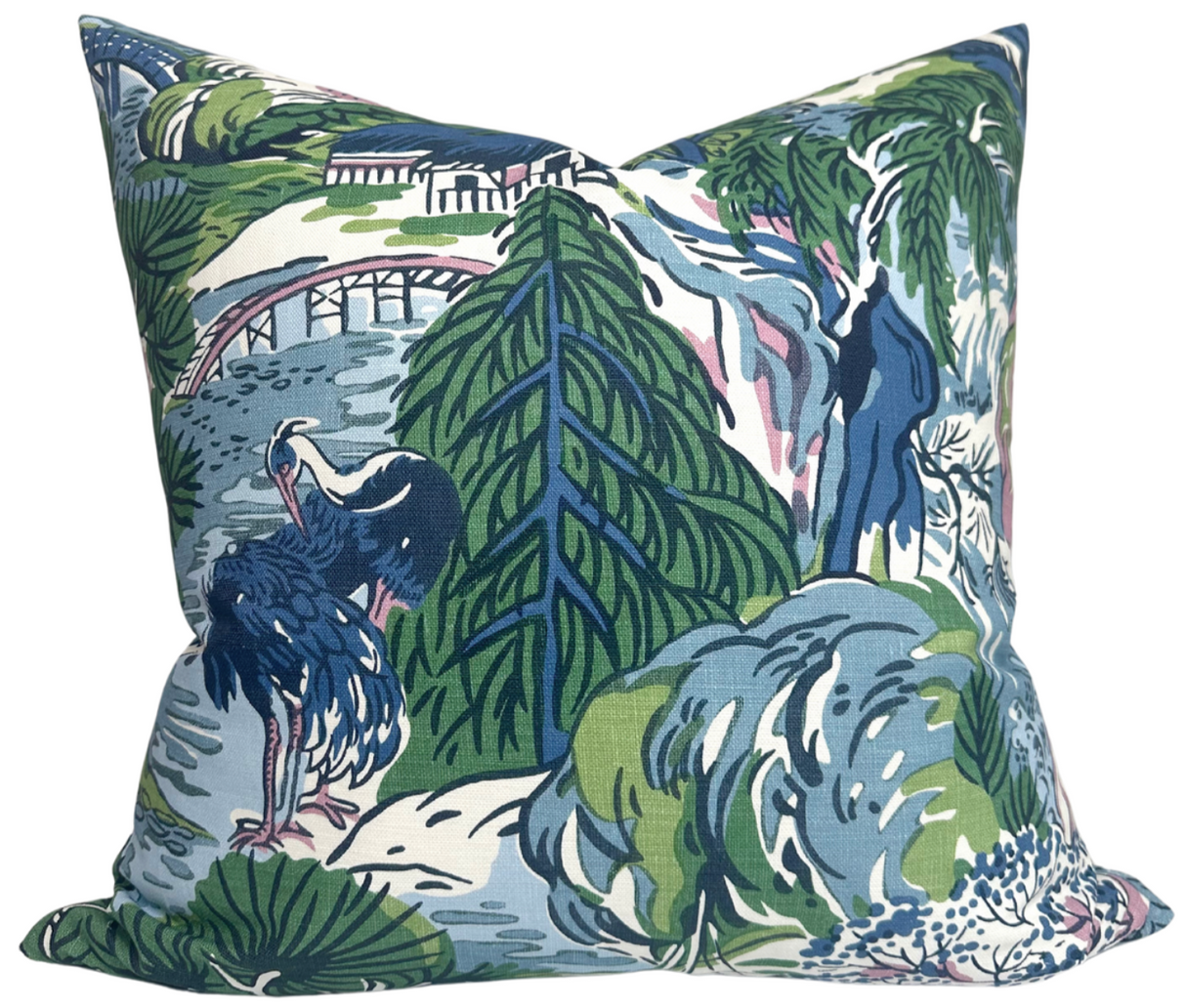 Pagoda Pillow Cover in Blue