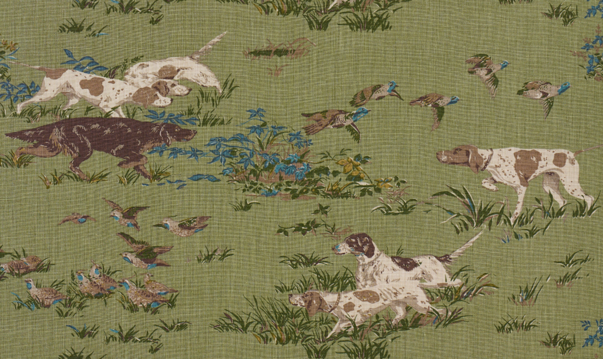 Pointers Pillow Cover in Meadow Green, Schumacher Textiles