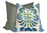 Tybee Tree Pillow Cover in Blue + Green
