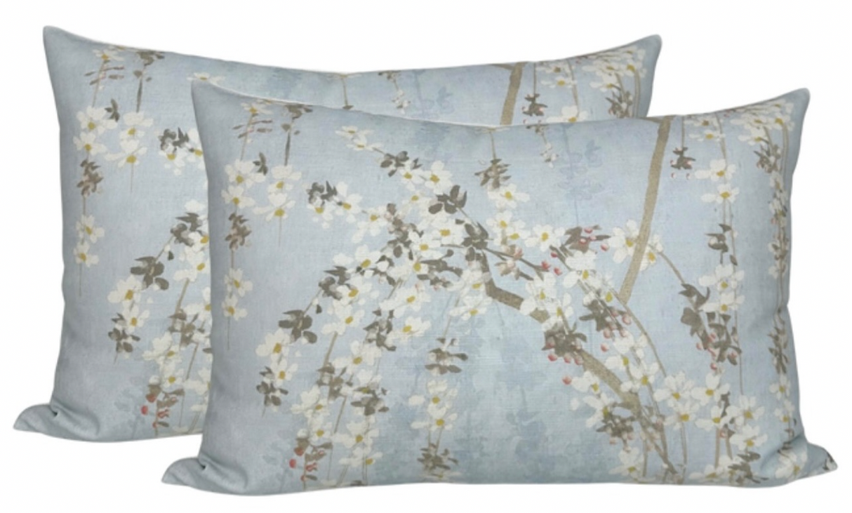 Weeping Blossom Pillow Cover in Blue