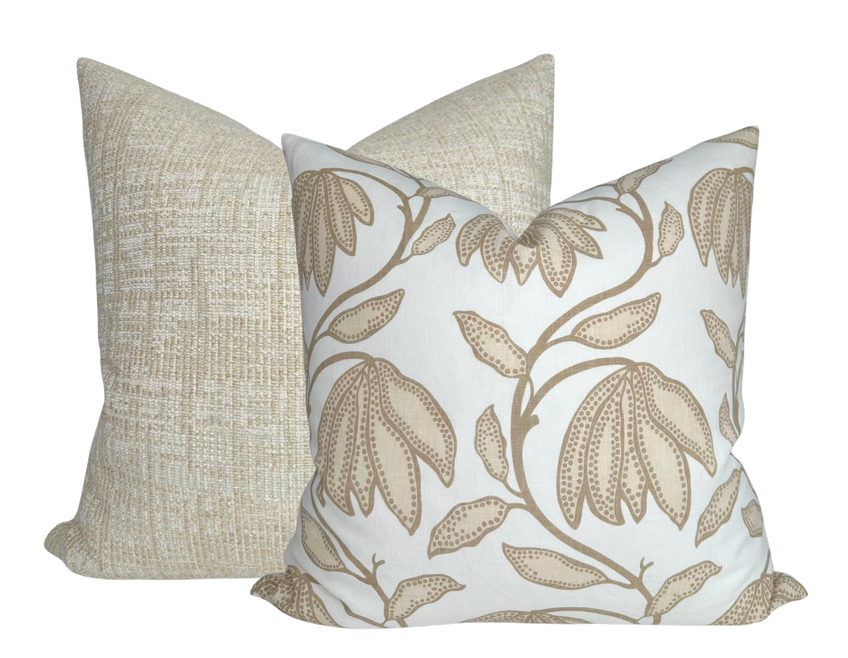 Desert Floral Pillow Cover in Birch Natural